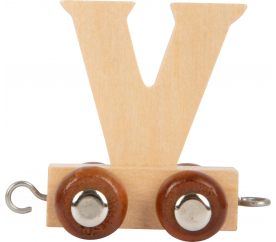 Dřevěný vláček vláčkodráhy abeceda písmeno V