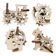 Ugears 3D dřevěné mechanické puzzle 4 mechanické přívěšky Charakterové symboly