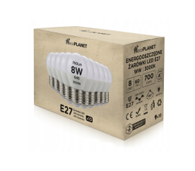 10x LED žiarovka E27 - G45 - 8W - 700lm - teplá biela