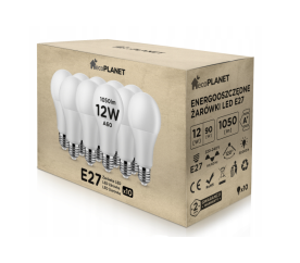 10x LED žiarovka - ecoPLANET - E27 - 12W - 1050Lm - neutrálna biela