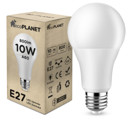 LED žiarovka - ecoPLANET - E27 - 10W - 800Lm - teplá biela