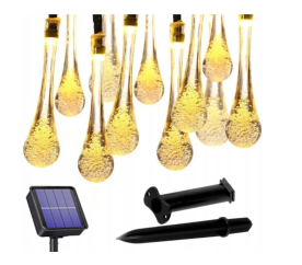 LED solárny reťaz - 30x LED žiarovka - IP44 - 5m