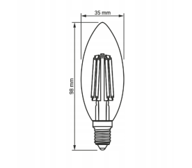 LED žiarovka filament - E14 - 6W - sviečka - teplá biela