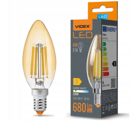 LED žiarovka AMBER filament - E14 - 6W - teplá biela