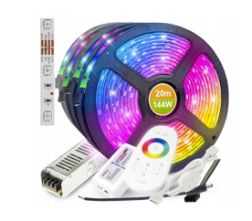 LED pásik RGB 20m + diaľkové ovládanie + napájací zdroj