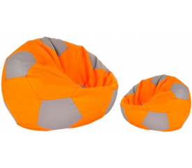 Aga Sedací vak BALL XXXL Sivá - Oranžová + podnožník