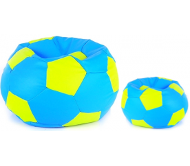 Aga Sedací vak BALL XXXL Svetlo zelená - Svetlo modrá + podnožník