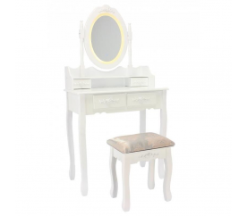 Aga Toaletný stolík LED so zrkadlom + stolička