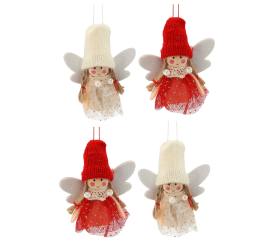 Aga Sada vianočných ozdôb 4 ks Anjeli s čiapkou