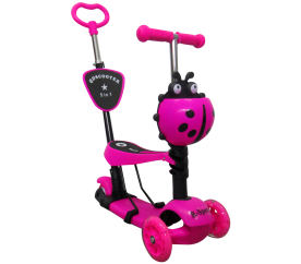R-Sport Dětská třikolová koloběžka 5v1 s LED kolečky DZ166 Pink