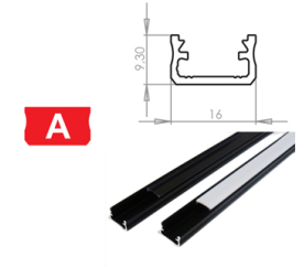 Hliníkový Profil pre LED pásiky A Povrchový Čierny 1m