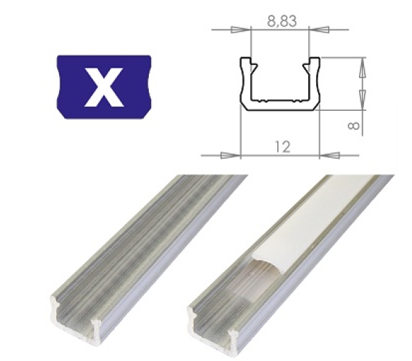 Hliníkový Profil pre LED pásiky X Slim Povrchový 1m