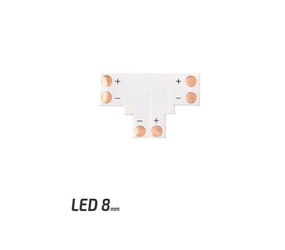 Spojka pre LED pásy - T - CN16 - 8mm - 2pin - SMD 3528, 2835, 3014