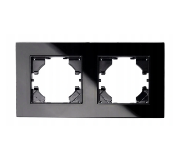 Dvojitý sklenený rámček pre zásuvku - čierny