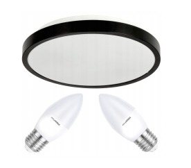 Stropné LED svietidlo LARI-R BLACK - 2xE27 IP20 + 2x E27 10W sviečka - studená biela