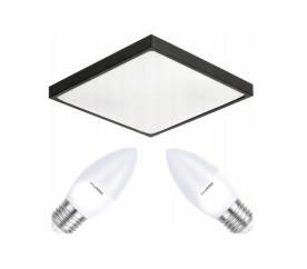 Stropné LED svietidlo LARI-S BLACK - 2xE27 IP20 + 2x E27 10W sviečka - studená biela