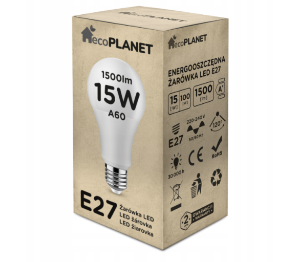 LED žiarovka E27 A60 15W 1500lm - neutrálna biela