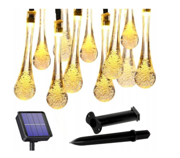 LED solárny reťaz - 30x LED žiarovka - IP44 - 5m