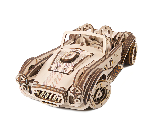 Ugears 3D drevené mechanické puzzle Driftujúci závodník Cobra